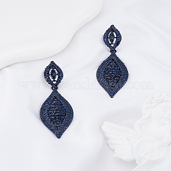 1 пара сережек-гвоздиков в форме конского глаза со стразами&nbsp;EJEW-LP0002-92C