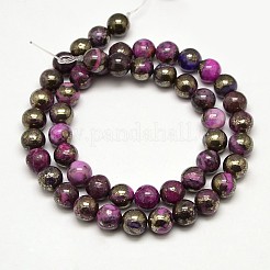 Гальванических драгоценный камень натуральный пирит круглых бусин пряди G-L129-8mm-02