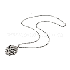 201 полая цепочка-подвеска из нержавеющей стали с подвеской в виде дерева жизни&nbsp;NJEW-M086-04P