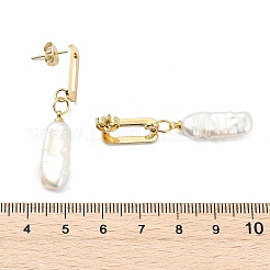 Ohrhänger aus Messing mit natürlicher Keshi-Perle&nbsp;EJEW-JE06985