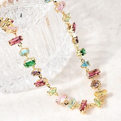 Латунные геометрические звенья цепи с разноцветными кубическими циркониями&nbsp;NJEW-C111-03D