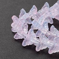 透明なガラスビーズ連  蝶  パールピンク  8x15x4.5mm  穴：1mm  約60個/連  13.78~14.17インチ（32cm〜35cm）&nbsp;GLAA-K002-02D