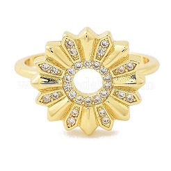 Манжеты из латуни с микро паве кубический цирконий для женщин&nbsp;RJEW-P129-06B-G