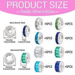 40 шт. 8 вида бусин-разделителей из сплава стекла и железа&nbsp;FIND-TA0008-70B