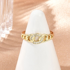 Открытые манжеты из латуни с микропаве и прозрачным фианитом RJEW-G343-25G