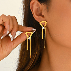 Orecchini a triangolo con nappe in acciaio inossidabile 201 con pavé di zirconi cubici per donna&nbsp;SW1190