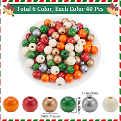 240 шт. 6 вида бусин из натурального дерева&nbsp;WOOD-SP0001-03B