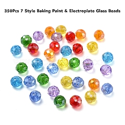 350шт 7 стиля краски для выпечки и стеклянные бусины из гальваники EGLA-YW0001-18