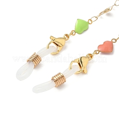 Цепочки для очков из нержавеющей стали 304 с эмалированными сердечками AJEW-EH00402