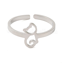 Не тускнеющие полые открытые манжеты из нержавеющей стали Cat 304 для женщин&nbsp;LS-RJEW-N048-07P