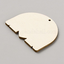 片面プリントハートウッドペンダント  バレンタインデーの木製チャーム  レインボー  41x48.5x2.5mm  穴：1.8mm&nbsp;WOOD-CJC0011-07F