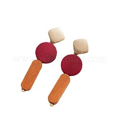 Boucles d'oreilles pendantes en bois et fer&nbsp;WGBF754-07