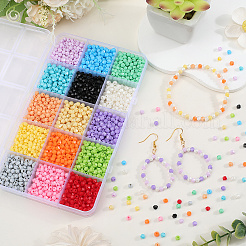 3000 Stück 15 Farben Backfarbe Glas Saatperlen&nbsp;SEED-SP0001-06B
