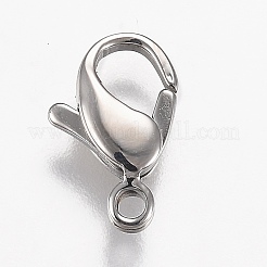 変色防止の研磨された316サージカルステンレススチール製カニカン  ステンレス鋼色  12.5x8x3mm  穴：1.7mm&nbsp;STAS-Z013-09P