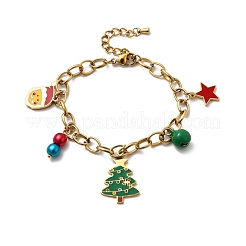 Рождественские браслеты с подвесками из нержавеющей стали 304 для женщин BJEW-Z142-05G