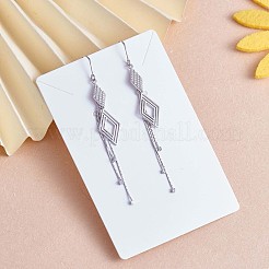 Boucles d'oreilles pendantes en losange de zircone cubique transparente anti-ternissement avec pampille en chaîne&nbsp;JE1041A
