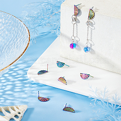 40 шт. фурнитура для сережек-гвоздиков из нержавеющей стали 304 радужного цвета EJEW-AR0001-02