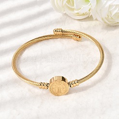 Витые браслеты-манжеты из нержавеющей стали 304 для женщин&nbsp;BJEW-P387-01G