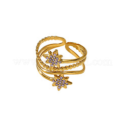 Anelli aperti a bracciale in acciaio inossidabile 304 con micro pavé di zirconi cubici trasparenti.&nbsp;WG326F6-02