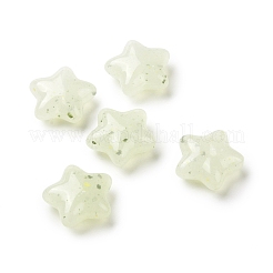 ポイント模様ビーズ付き不透明アクリル  スター  淡黄色  19x20x8.5mm  穴：2mm&nbsp;OACR-G010-02B