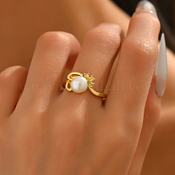 Элегантное модное серебряное кольцо с пресноводным жемчугом S925 из циркония для женщин MF0967-2