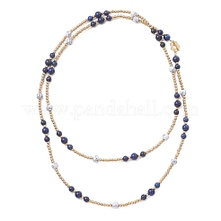 Круглые ожерелья из натуральных бусин лазурита и синтетического говлита&nbsp;NJEW-JN05907-02