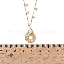 Ожерелья с подвесками в виде пончиков из нержавеющей стали 304 и овального белого стекла для женщин NJEW-A045-01G