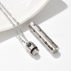 304 нержавеющая сталь черный отпечаток лапы колонна памятные ожерелья с подвеской в виде пепла NJEW-P326-05P