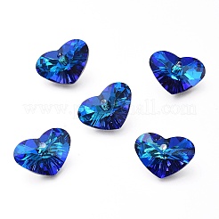 ガラスラインストーンチャーム  バックメッキ  多面カット  ハート  ミックスカラー  12x17x8mm  穴：2mm&nbsp;RGLA-A024-B02-M1