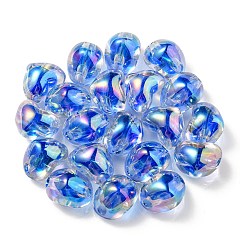 ツートン UV メッキ透明アクリル ヨーロピアン ビーズ  大穴ビーズ  ハート  藤紫色  14.5x18.5x14mm  穴：4mm&nbsp;OACR-F004-06E