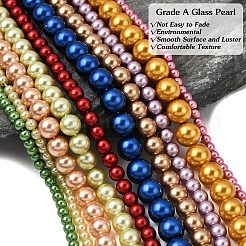 Нити круглых стеклянных жемчужных бус класса А&nbsp;HY-E001-09