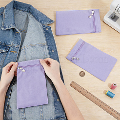 キャンバス布ジッパーバッグ  長方形  衣服縫製用の合金金具付き  紫色のメディア  20x12.5x0.2cm&nbsp;ABAG-WH0077-09B-01