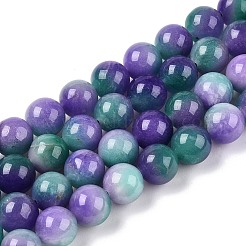 Окрашенные природные белый нефрит бисер пряди&nbsp;G-T138-10mm-210-8