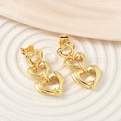 Серьги-гвоздики из латуни в форме сердца EJEW-F389-05G