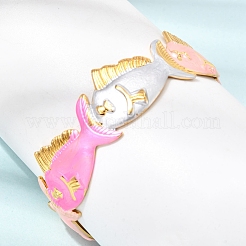 Bracciali aperti da donna in acciaio inossidabile 304 smaltato a forma di pesce&nbsp;SA-CBA1A30-02A-G
