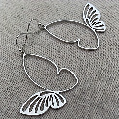 Полые серьги-подвески из сплава в форме бабочки&nbsp;FS-WG207D1-01