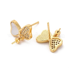 Фурнитура для серег-гвоздиков из латунных ракушек с микропаве из кубического циркония KK-D363-07G