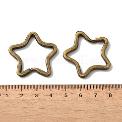 アイアン製キーリング  キーホルダー留め金のパーツ  スター  アンティークブロンズ  34x3mm&nbsp;IFIN-H045-AB