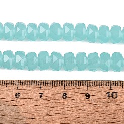 ジェイド風ガラスビーズ連売り  ロンデル  多面カット  ターコイズ  7.5~8x5mm  穴：1~1.2mm  約77~81個/連  14.96~17.32インチ（38~44cm）&nbsp;GLAA-Q114-01A-C02