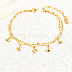 Латунные двухслойные браслеты на щиколотку с кисточками в виде цветка ромашки для женщин в подарок на свидание в отпуске AN0385-2