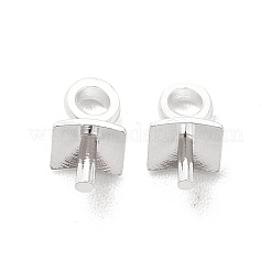 真鍮製アイピンヒートンキャップ  片穴パーツ用  カドミウムフリー＆鉛フリー  正方形  925銀メッキ  7x4x4mm  穴：2mm  ピン：0.8mm&nbsp;KK-H442-28S