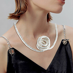 2 шт. 2 цвета цинковый сплав круглые ожерелья-змейки для женщин&nbsp;NJEW-SC0001-64