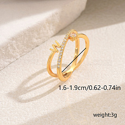 Классические латунные кольца с микропаве из прозрачных кубических цирконий QN8130-3