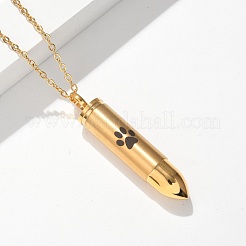 304 нержавеющая сталь отпечаток лапы пуля форма памятная урна для праха питомца подвеска ожерелье NJEW-P326-03G