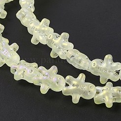 Perles de verre galvanoplastiques plaquées arc-en-ciel&nbsp;GLAA-P005-FR05