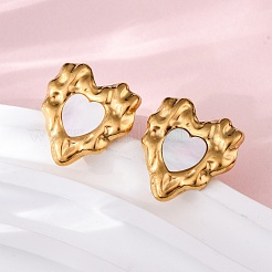 Серьги-гвоздики из натуральной белой ракушки из нержавеющей стали 304&nbsp;EJEW-Z103-06G-02