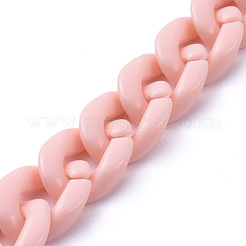 手作りの不透明アクリルカーブチェーン  ピンク  リンク：19x13.5x4.5mm  39.37インチ（1m）/連&nbsp;AJEW-JB00662-06