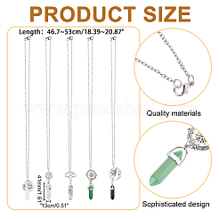 5 шт. 5 стиля стеклянных имитаций драгоценных камней подвески-пули ожерелья комплект&nbsp;NJEW-GA0001-04