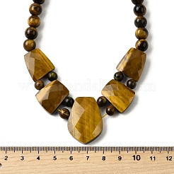 Colliers à perles graduées en œil de tigre naturel à facettes pour femmes&nbsp;NJEW-B128-01H