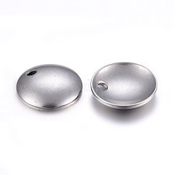 変色しない304ステンレススチールドームチャーム  キャンバー付きフラットラウンド  ステンレス鋼色  10x2mm  穴：1.5mm&nbsp;STAS-H472-02P-10mm